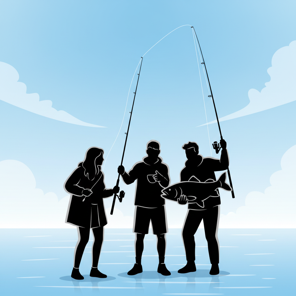 Friends fishing together